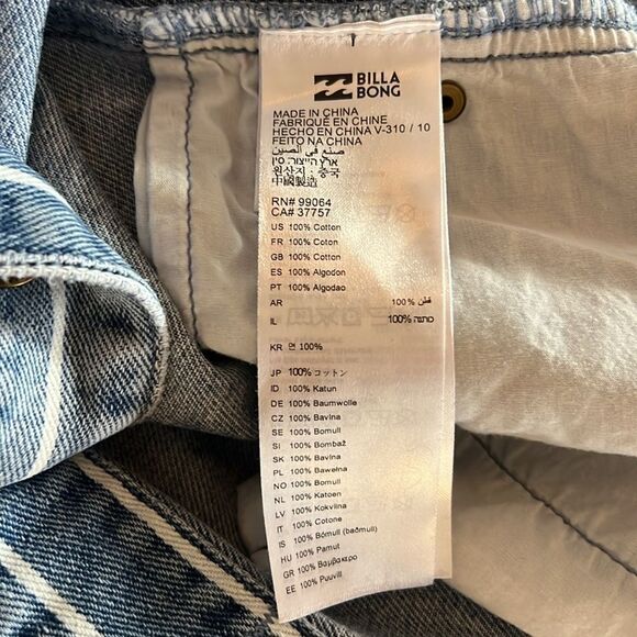 Vintage Billabong Acid Wash Pinstriped Button Front Denim Mini Jean Skirt Sz 27 - Picture 10 of 10